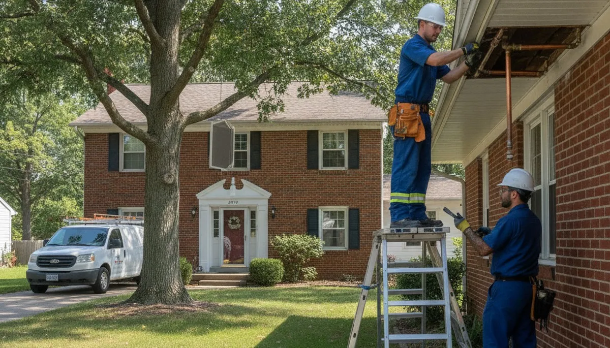 Peoria, IL plumber repairing a residential pipe for fast plumbing service