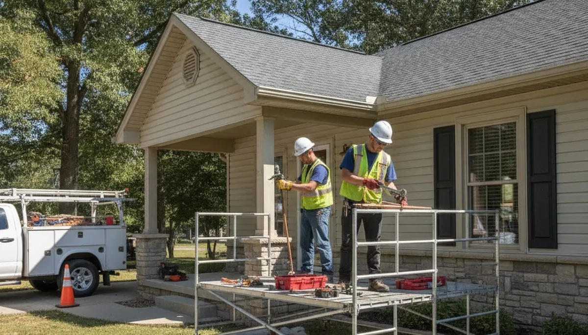 Plumber repairing a leak in Peoria, IL for residential plumbing service