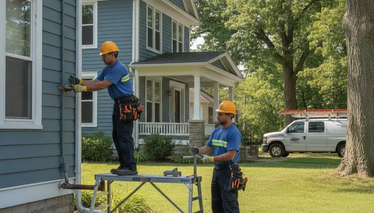 Professional plumber repairing a pipe in Peoria, IL for residential plumbing service