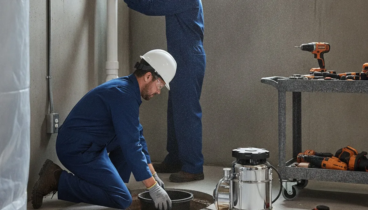 Sump pump installation by Peoria, IL plumbers to protect homes from basement flooding